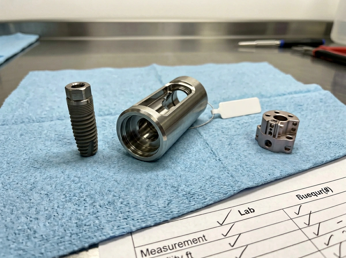 CNC machined medical device components including titanium and stainless surgical instruments
