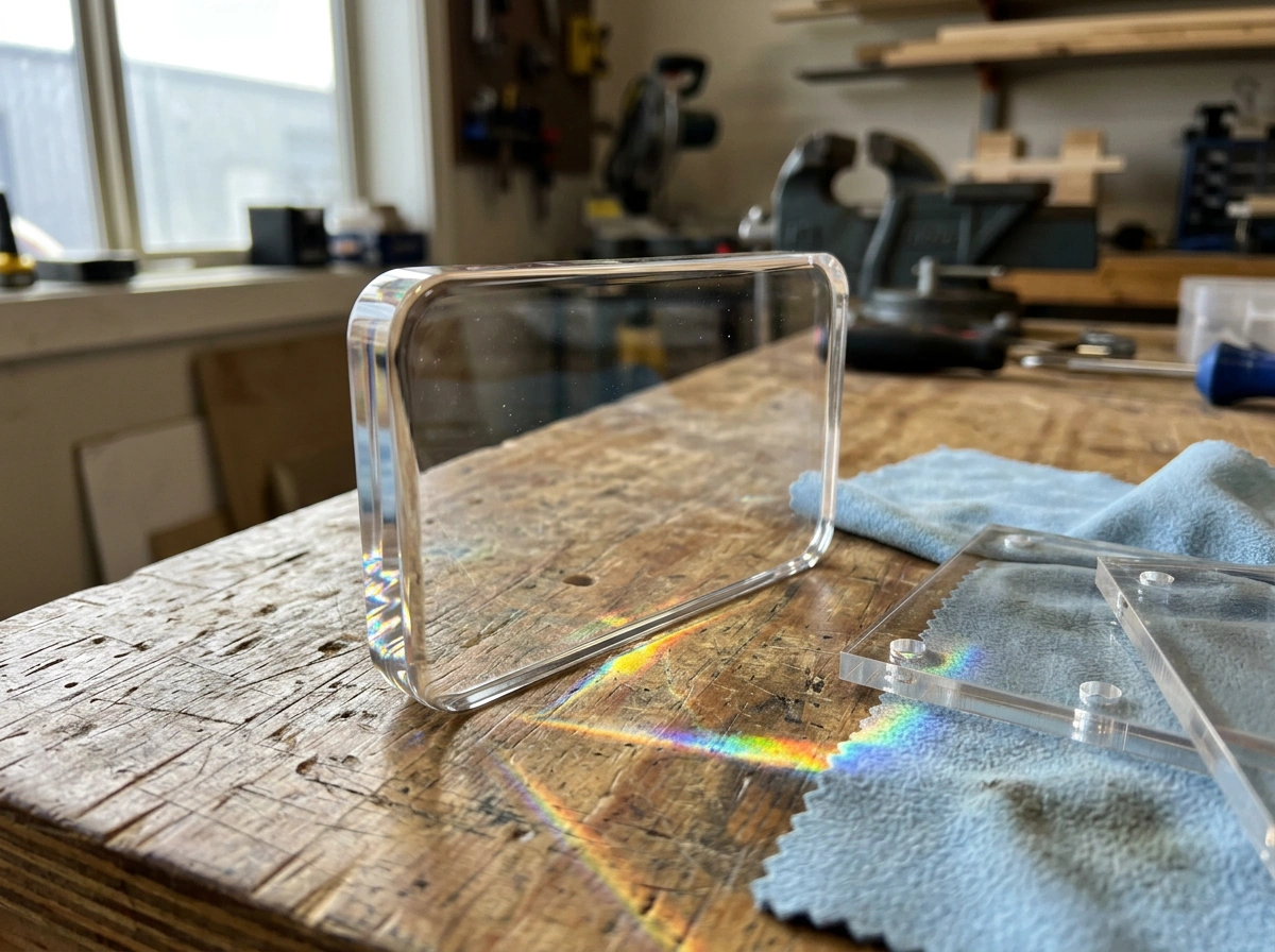 CNC machined clear acrylic PMMA cover lens with polished edge