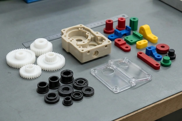 Plastic machining material guide