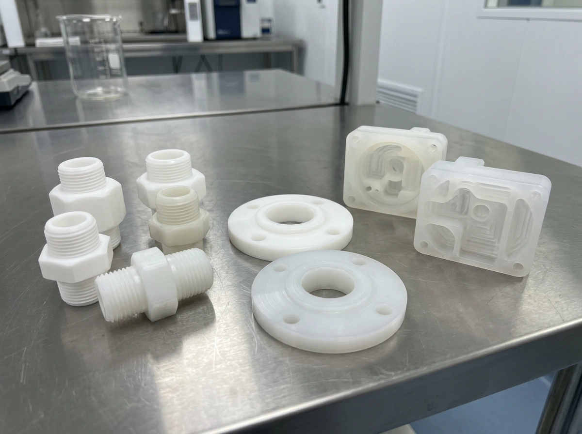 CNC machined polypropylene components for food processing equipment