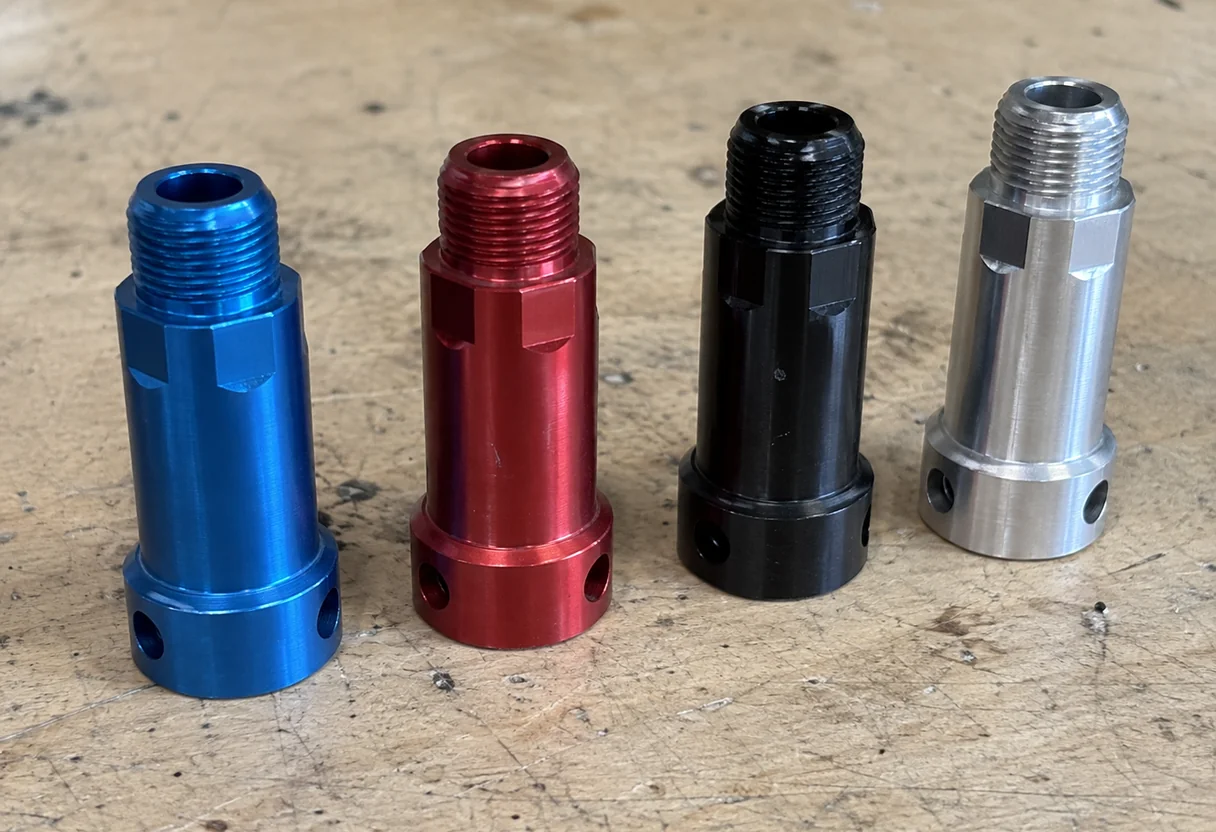 Anodized aluminum parts in multiple colors