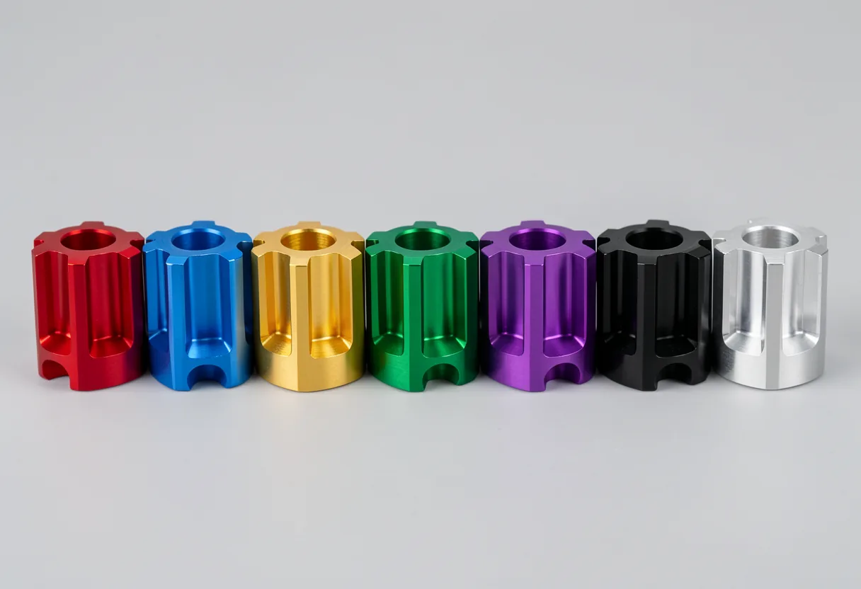 Anodized aluminum parts in multiple colors