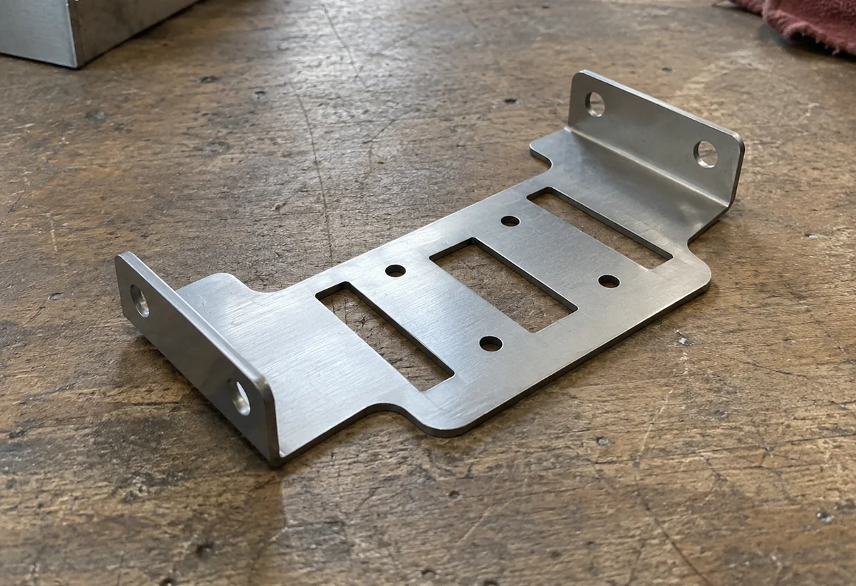 Laser-cut stainless steel sheet metal part